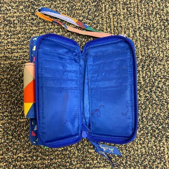 Vera bradley blue geometric pattern pocket wallet bag - Picture 3 of 6